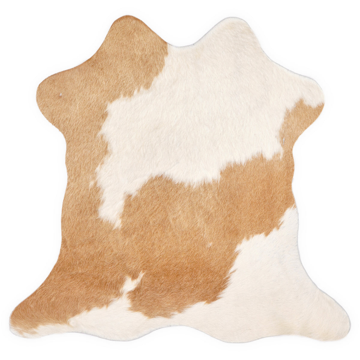 Mini peau de vache d’environ 70 × 70 cm, vue de dessus : exactement la peau que vous recevez