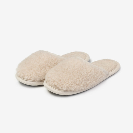 Chaussons en mérinos beige
