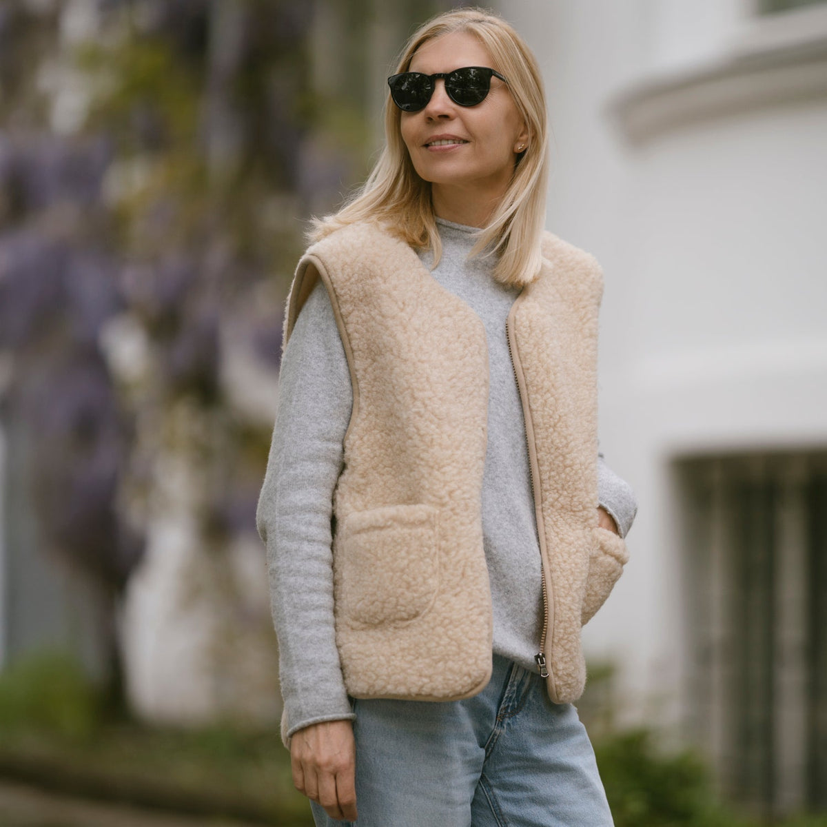 Gilet en mérinos « Island » beige