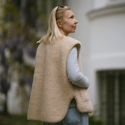 Gilet en mérinos « Island » beige