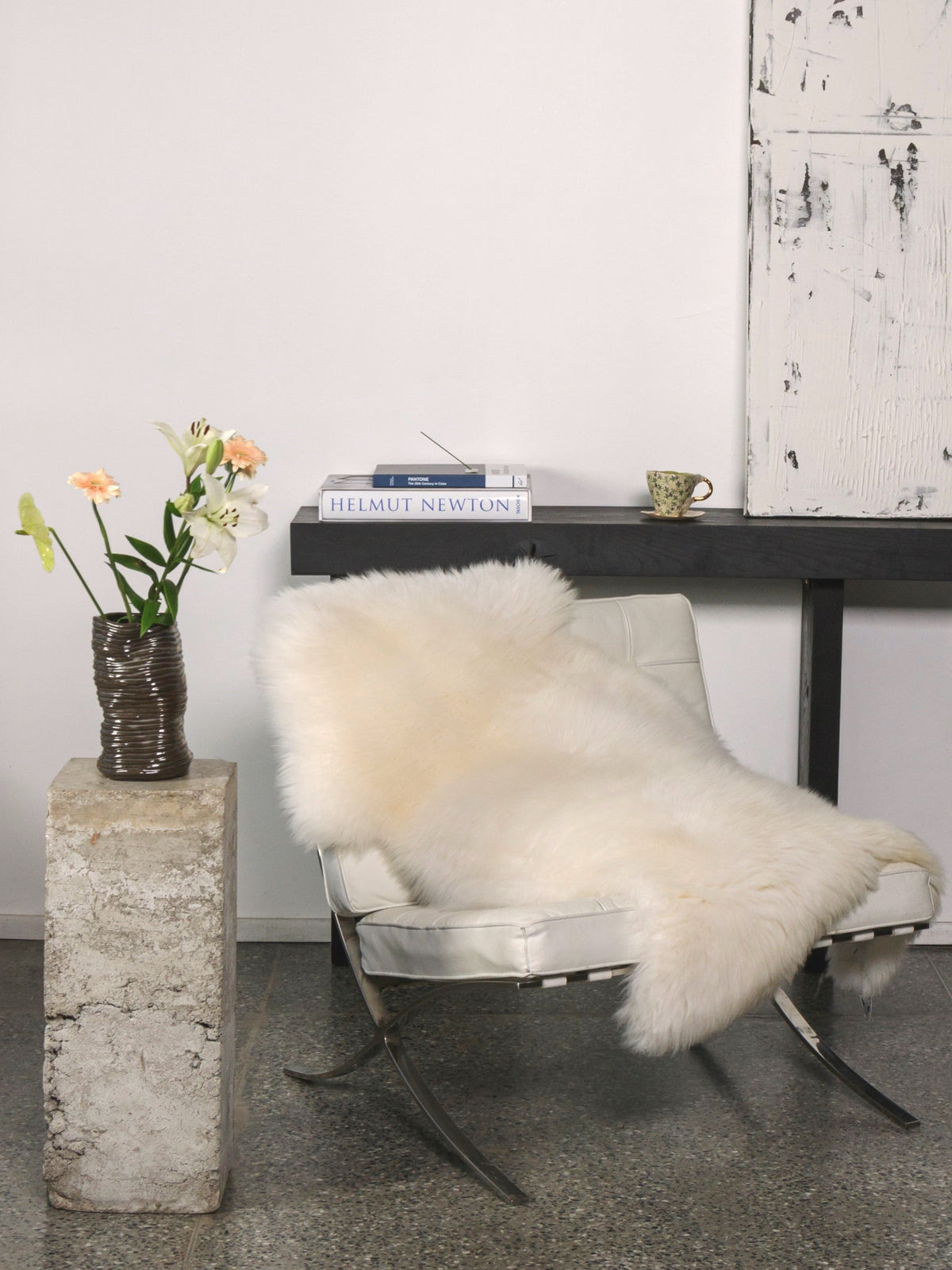 Peau de mouton scandinave blanche