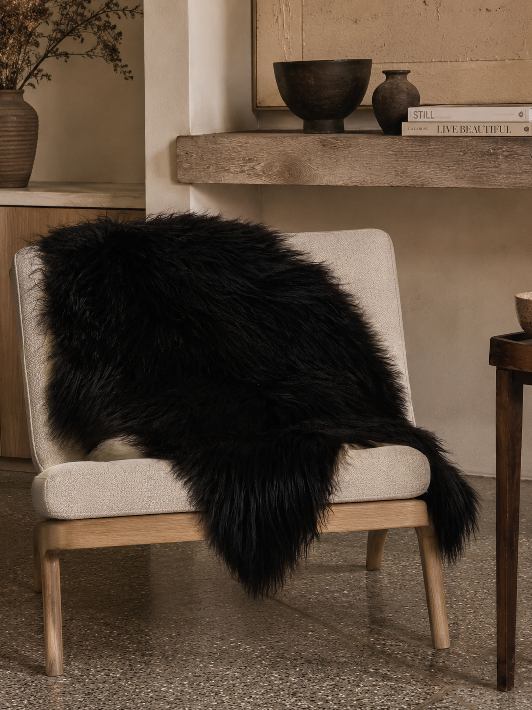 Peau de mouton islandaise noire