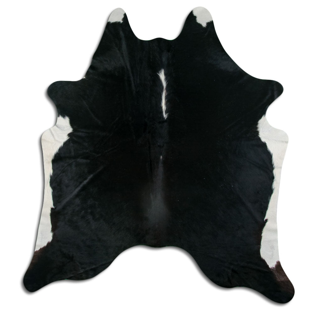 Peau de vache noire et blanche XL
