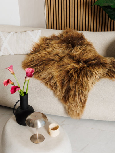 Peau de mouton islandaise brune