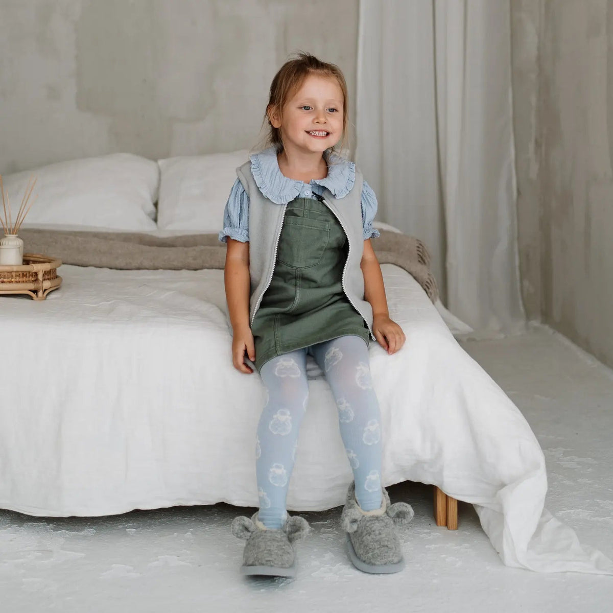 Chaussons enfant en mérinos « Souris »
