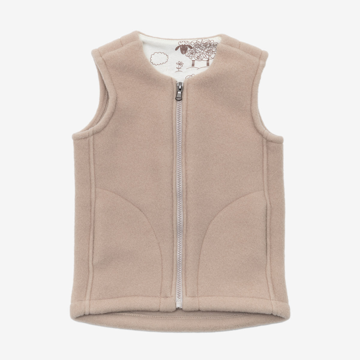 Gilet enfant en mérinos « Lama » beige