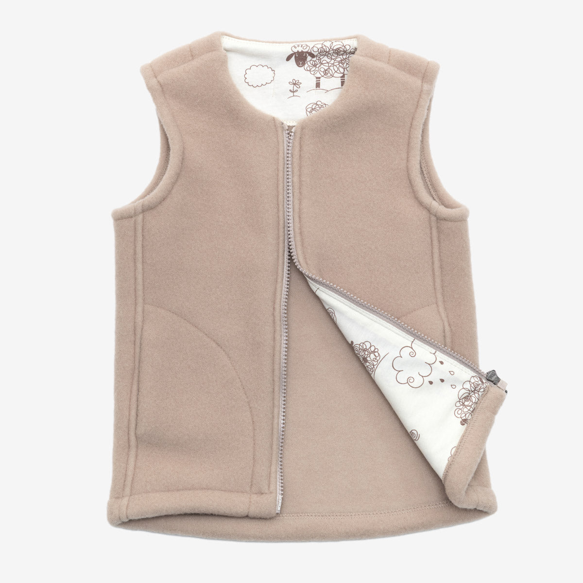 Gilet enfant en mérinos « Lama » beige