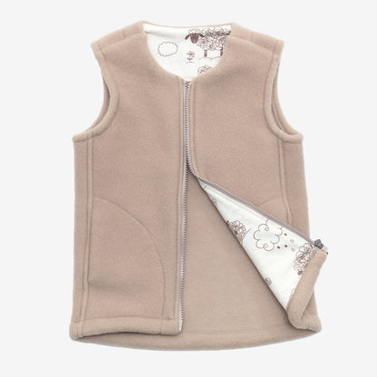Gilet enfant en mérinos « Lama » beige