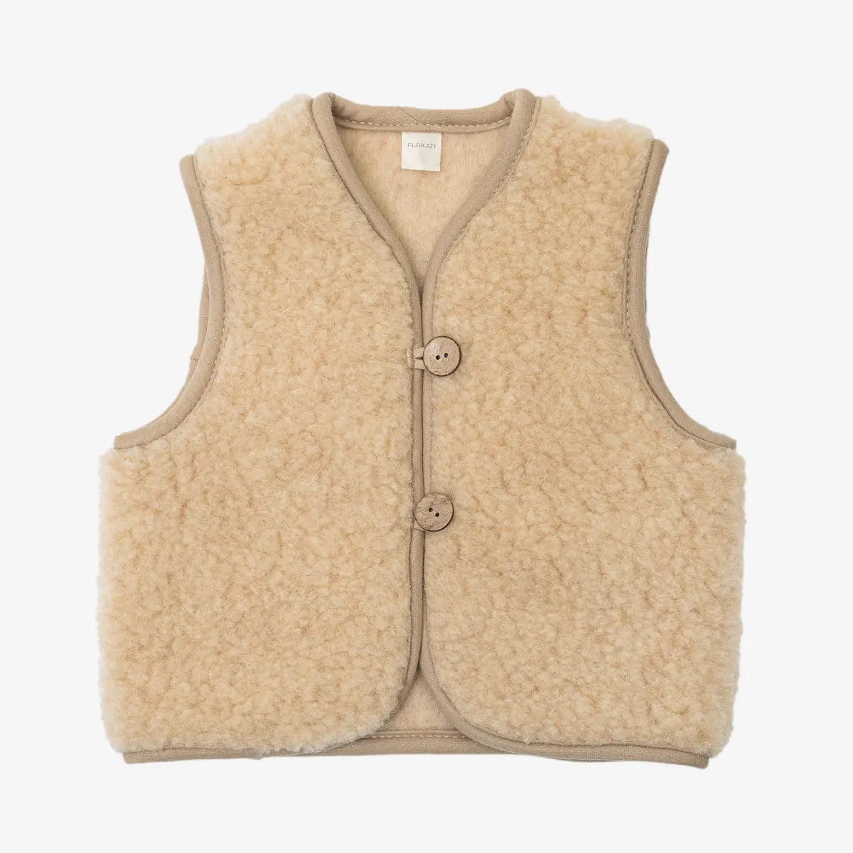 Gilet enfant en mérinos « Panda » marron clair