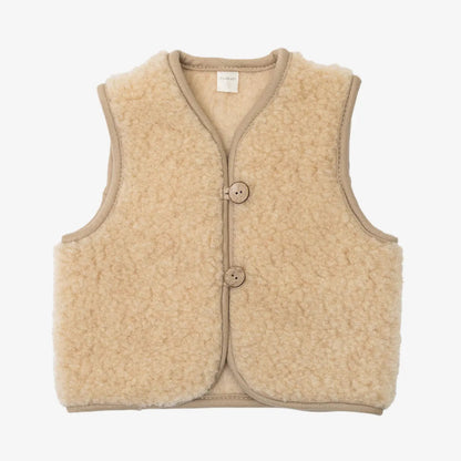 Gilet enfant en mérinos « Panda » marron clair