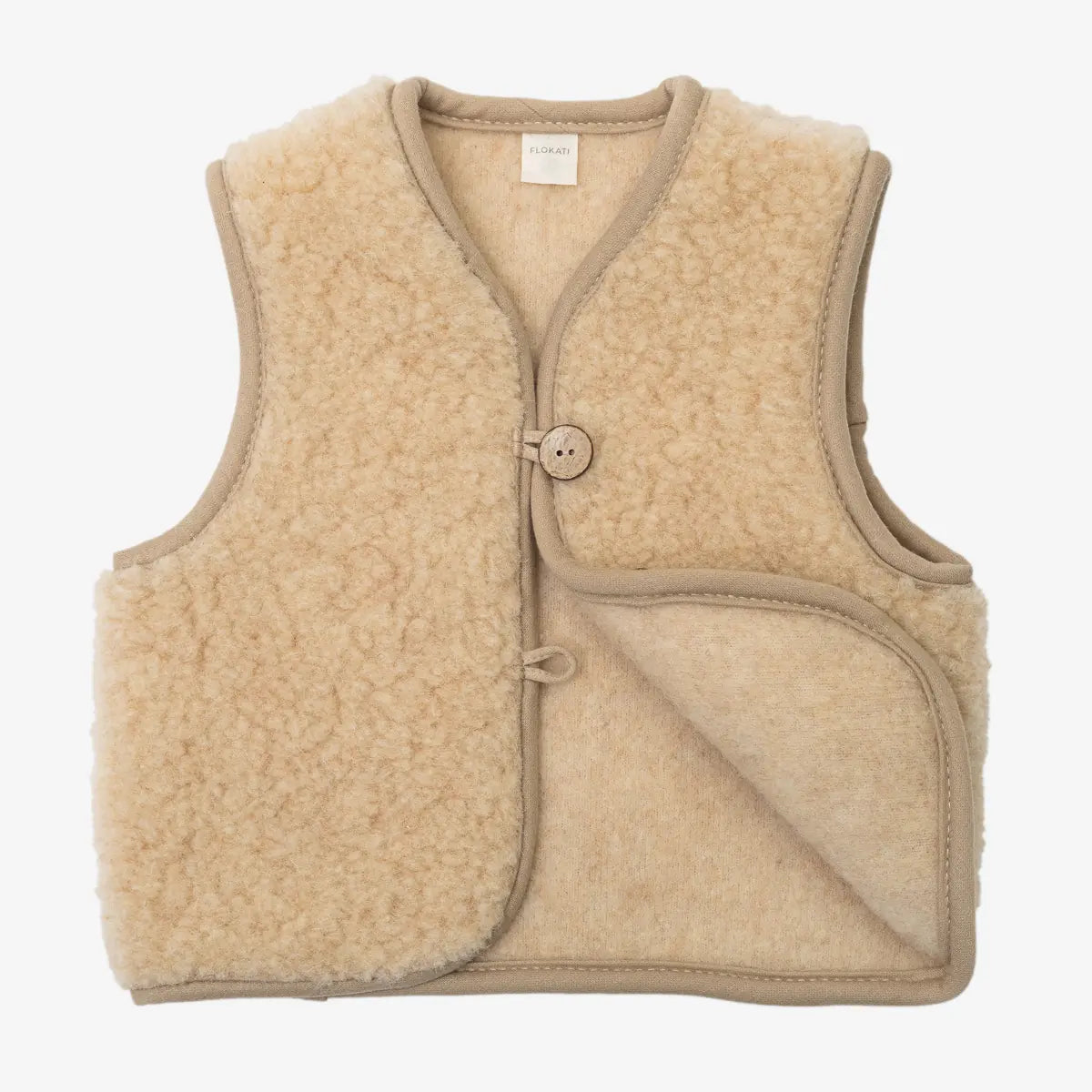 Gilet enfant en mérinos « Panda » marron clair