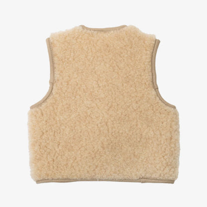 Gilet enfant en mérinos « Panda » marron clair