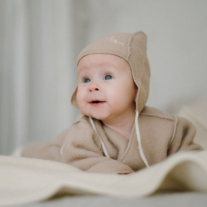Bonnet bébé « Mouton » avec broderie; beige
