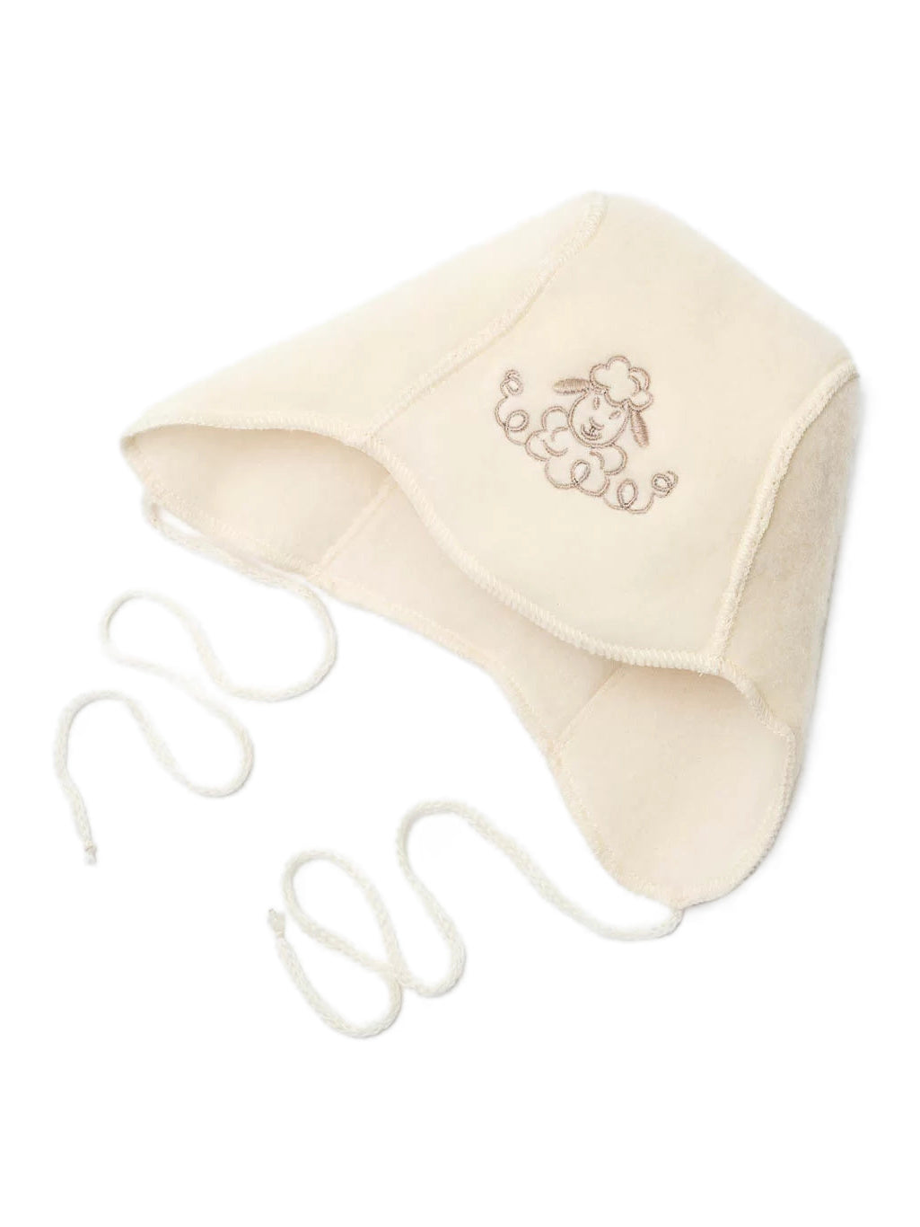 Bonnet bébé « Mouton » avec broderie; écru