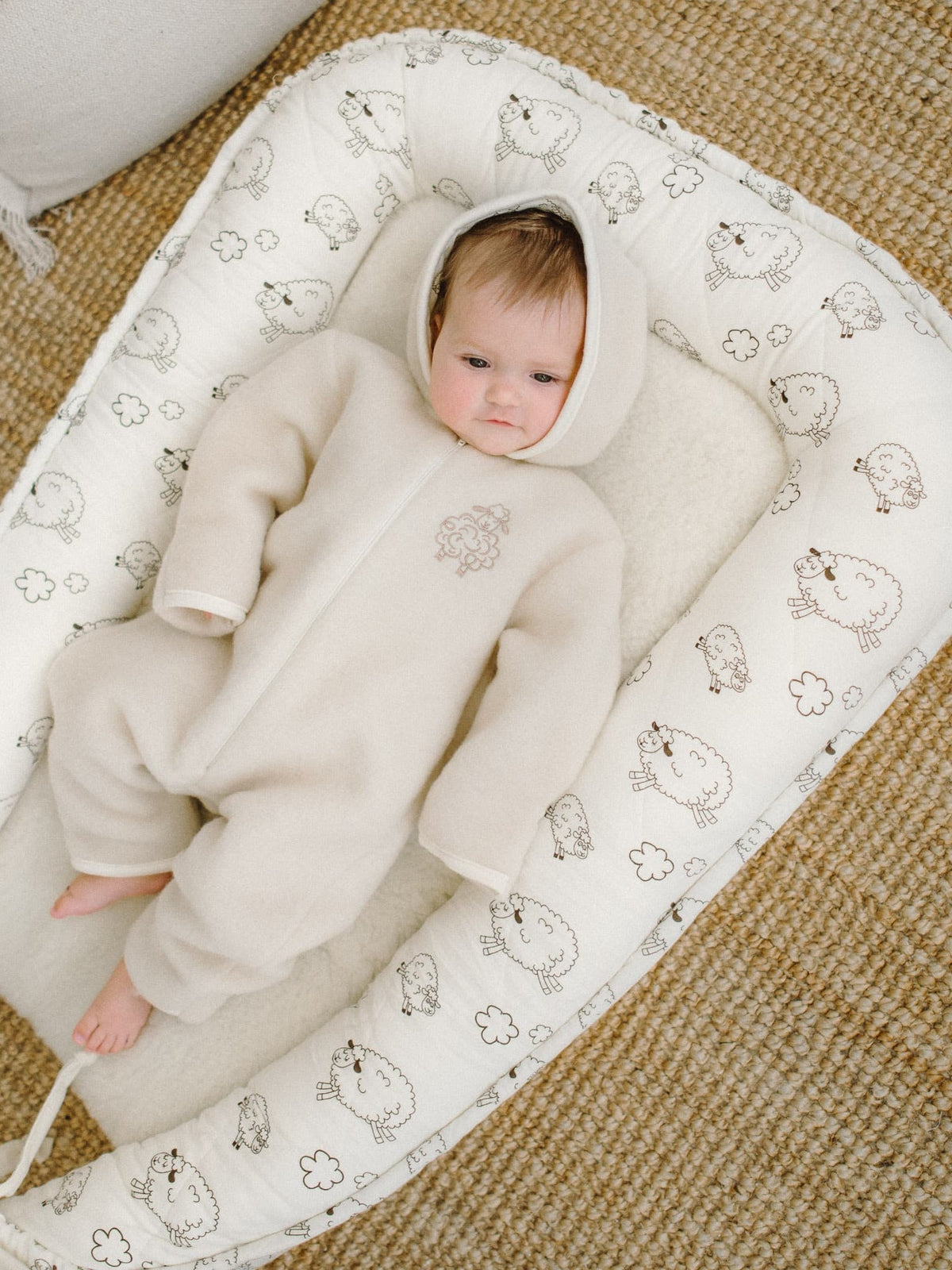 Combinaison bébé « Mouton »; écru