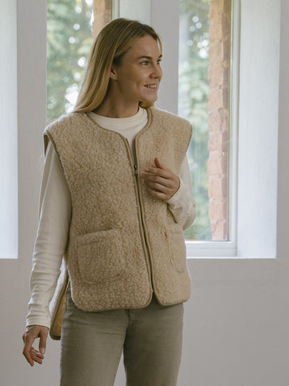 Gilet en mérinos « Island » beige