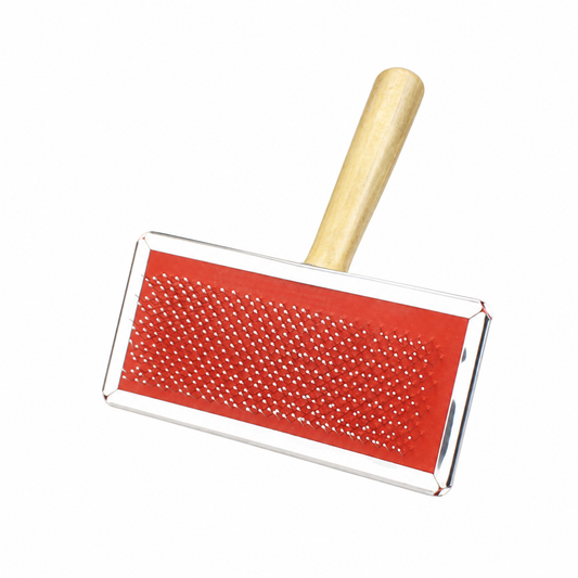 Brosse pour peau de mouton avec manche en bois et fins picots