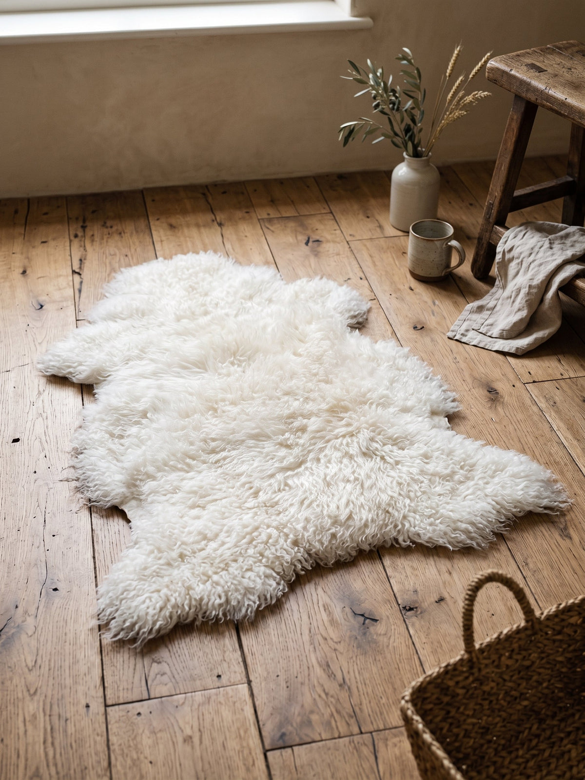 peau de mouton blanche bouclée